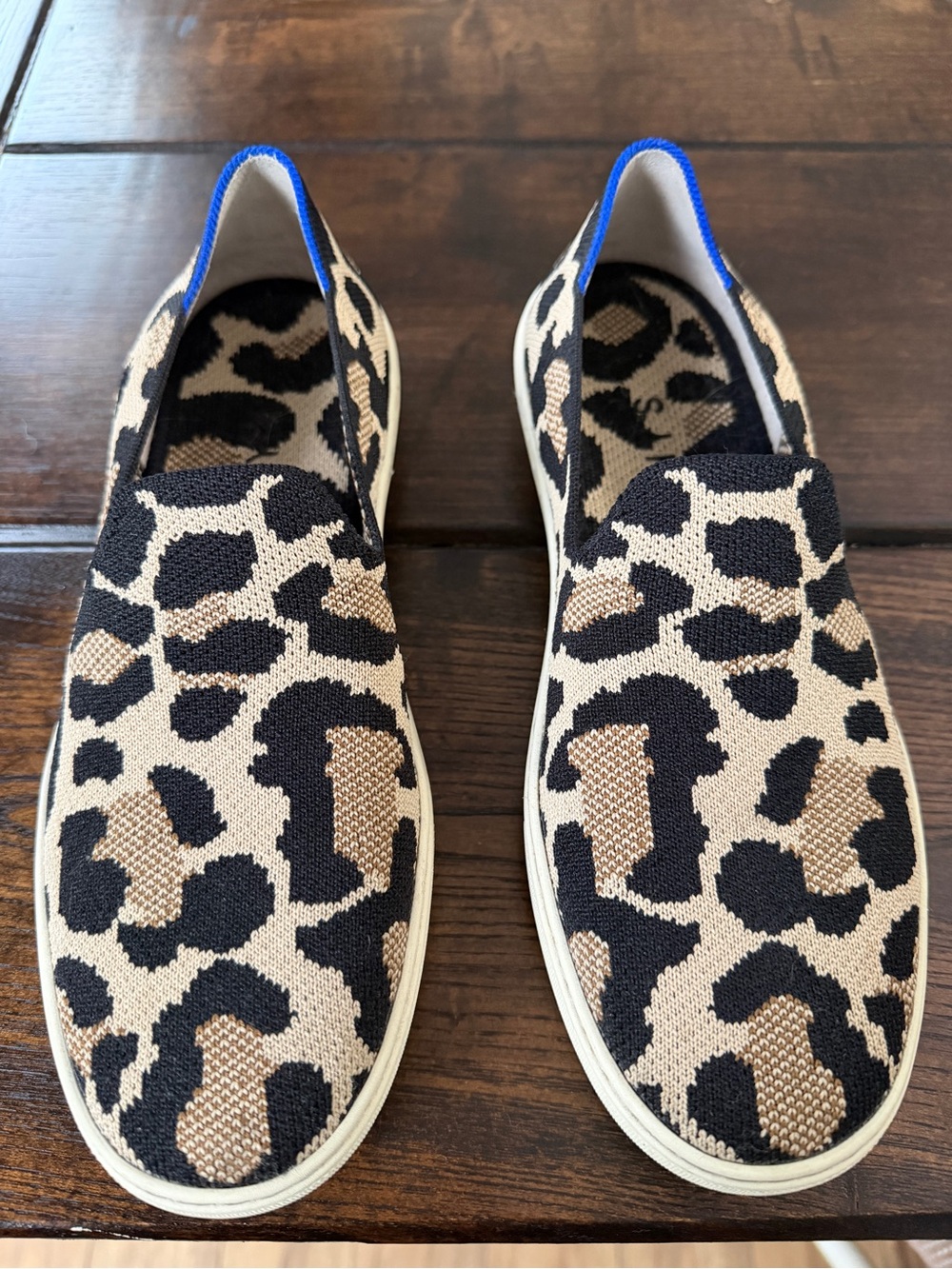 Rothy's Leopard-Print Slip-On Sneakers in Black & Tan